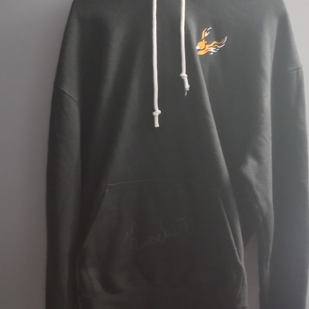 Charcoal Gray Hoodie with Embroidered Design
